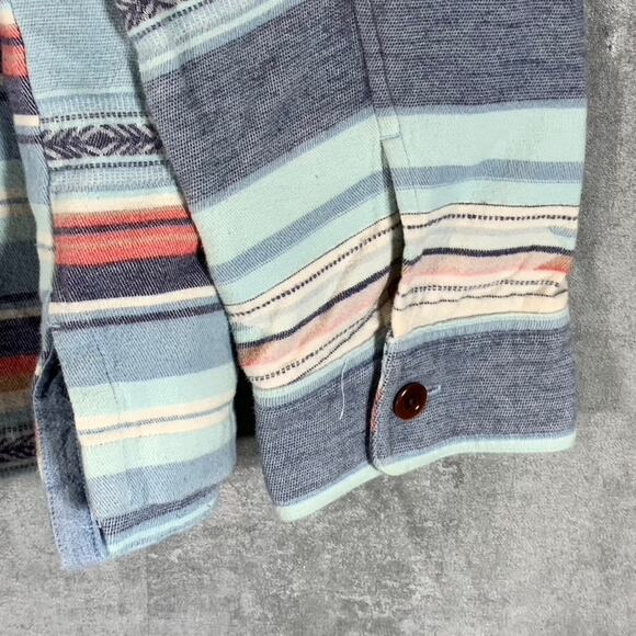 FAHERTY BRAND Men's Blue/Orange/Red Three-Button Baja Pullover Hooded Poncho SZL - Picture 7 of 10